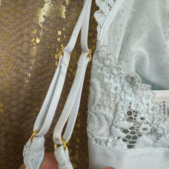 Aerie Light Blue Lace Triangle Strappy Back Bralette Small NWOT - Picture 5 of 7